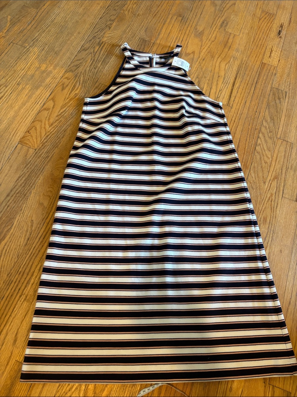 Ann Taylor Striped Navy, White‎ & Blush Halter Dress